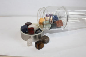 Silver Crystal Bottle - Glass Water Bottle for Crystal Essence Elixirs - Gem Water