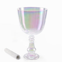 Load image into Gallery viewer, 6 Inch Chakra Handle Clear Chakra Quartz Crystal Singing Bowl Grail CDEFGAB Any One Note with Cosmic Light with Free Mallet
