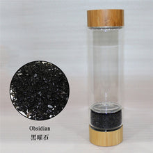 Load image into Gallery viewer, Bamboo Crystal Bottle - Glass Water Bottle for Crystal Essence Elixirs - Gem Water
