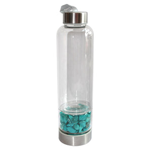 Silver Crystal Bottle - Glass Water Bottle for Crystal Essence Elixirs - Gem Water