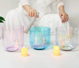 6 Inch Clear Chakra Crystal Singing Bowl with Cosmic Light C Note Root Chakra Shining for Vibration Harmony Energy Balance