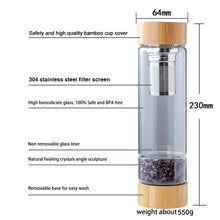 Load image into Gallery viewer, Crystal Bottle Tea Infuser with Bamboo - Glass Water Bottle for Crystal Essence Elixirs - Gem Water
