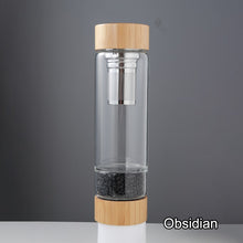 Load image into Gallery viewer, Crystal Bottle Tea Infuser with Bamboo - Glass Water Bottle for Crystal Essence Elixirs - Gem Water
