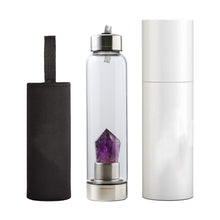 Load image into Gallery viewer, Amethyst Point Water Bottle - Gem Elixir &amp; Crystal Essence Glass Bottle
