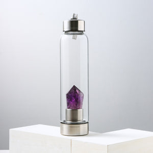 Amethyst Point Water Bottle - Gem Elixir & Crystal Essence Glass Bottle