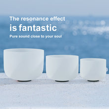 Load image into Gallery viewer, Set of 3pcs 8&quot;A 10&quot;F 12&quot;C Chakra Frosted Quartz Crystal Singing Bowls for Healing Keep Balance with Free 12&quot; Carrying Bag
