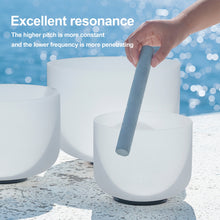 Load image into Gallery viewer, Set of 3pcs 8&quot;A 10&quot;F 12&quot;C Chakra Frosted Quartz Crystal Singing Bowls for Healing Keep Balance with Free 12&quot; Carrying Bag
