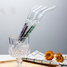Load image into Gallery viewer, Gemstone Glass Straws - Water Structuring Flowform Reusable Straws - Crystal Water Gem Elixirs - 10pcs/set
